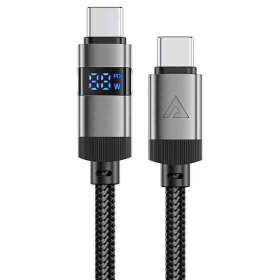 Кабель ACEFAST C15-03 USB-C to USB-C zinc alloy digital display braided charging data cable Black Київ