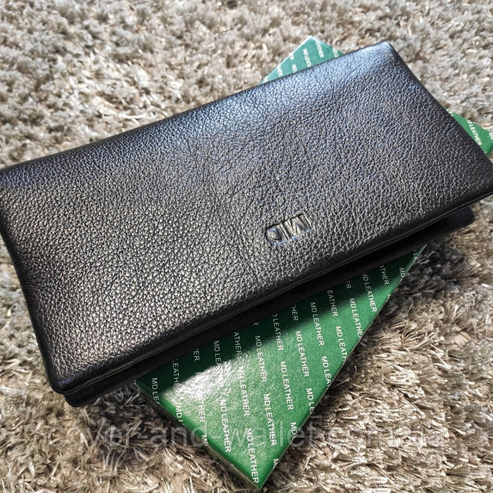 Великий шкіряний чоловічий гаманець клатч на магнітах та блискавці MD Leather Київ - фото 5