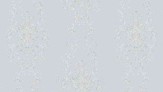 Шпалери метрові вінілові на флізеліні Sintra Classic класика вензелю візерунки структурні сріблясті на блакитному 454749 Київ