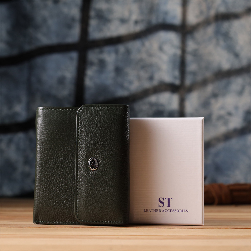 Женский кошелек среднего размера из натуральной кожи ST Leather 23074 Зеленый Киев - изображение 1
