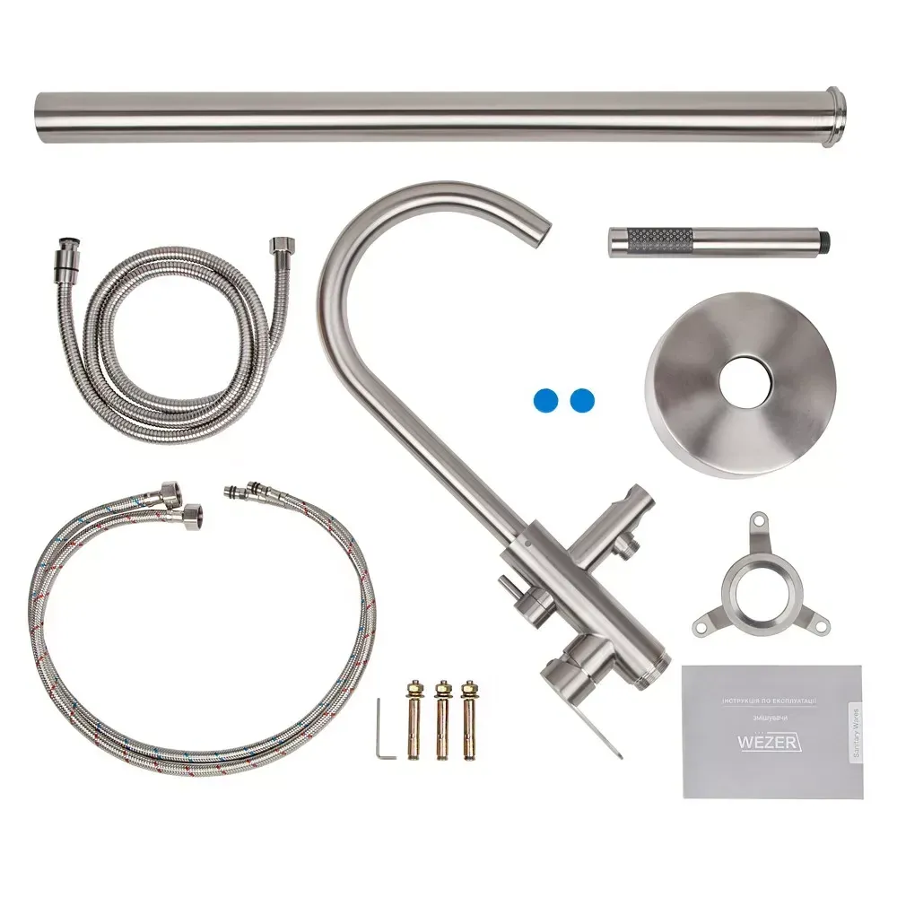 Смеситель для ванны напольный Wezer EKO19A-01 нержавеющая сталь Киев - изображение 7