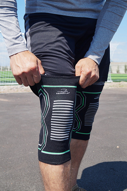 Наколінники PowerPlay 4099 Knee Support Чорно/Зелені L/XL (пара) Каменское - изображение 2
