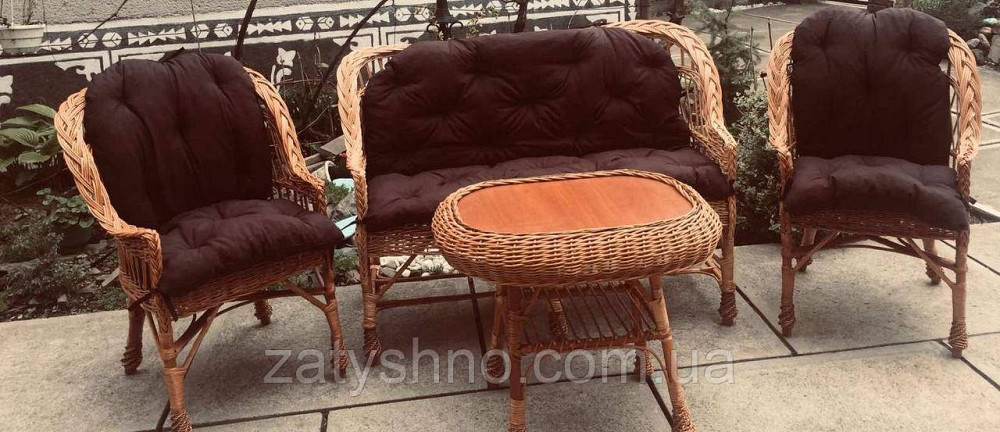 Мебель плетеная с накидками | мебель из лозы с подушками | мебель  натуральная с небольшим столом Киев - изображение 5