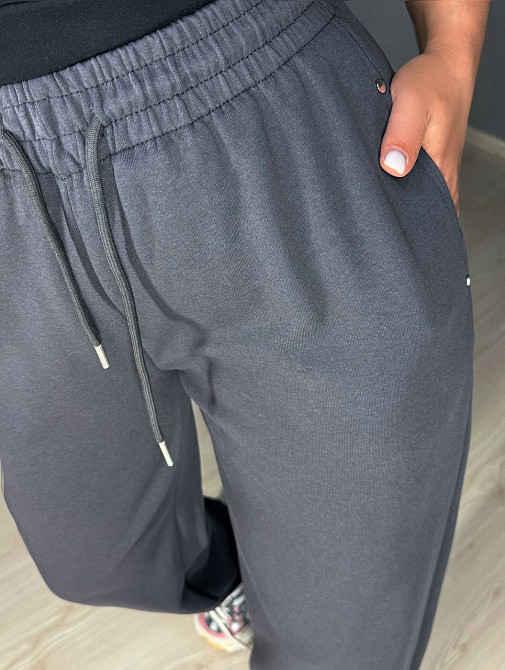 Штани жіночі A-N 27090 джогери спортивні на резинці трикотажні сірі, сірий, L Київ - фото 5