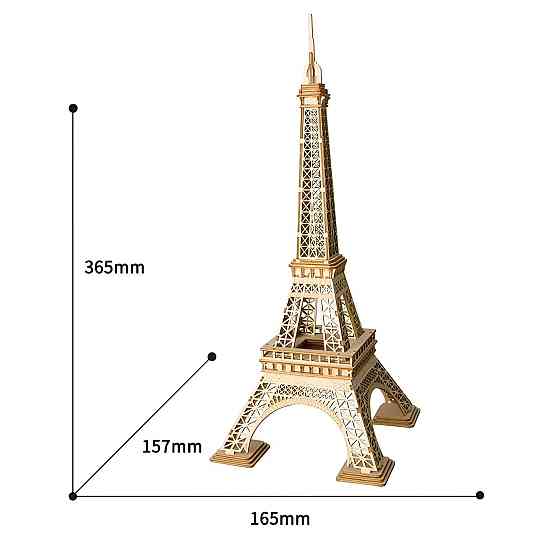 Конструктор Robotime Ейфелева вежа 121 деталь. Дерев'яна збірна 3D модель Ейфелевої вежі 165х157х365 мм Київ