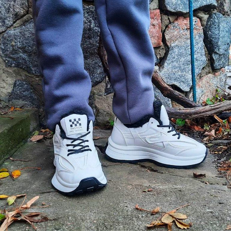 -Жінні зимові Білі Кросівки з МЕХОМ на Високому Підошві Мокасини (розміри: 36) — 07-2 Дніпро - фото 8