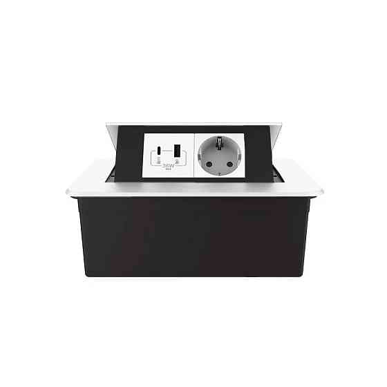 LIVOLO Меблева розетка LIVOLO біла, вбудована у стільницю, з USB-A і USB Type-C 36 Вт, висувна, Коломия