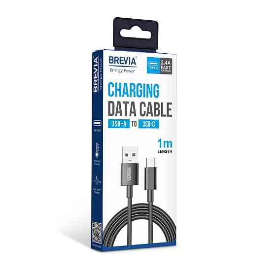 Кабель Brevia USB to Type-C 2,4А 1м, чорний box (55100BUCC1) Львів