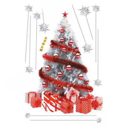 Новорічна наклейка Ялинка силіконова 90 на 60 см різнобарвний Київ