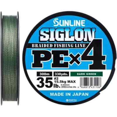 Шнур Sunline Siglon PE н4 300m 2.0/0.242mm 35lb/15.5kg Dark Green (1658.09.50) Вінниця