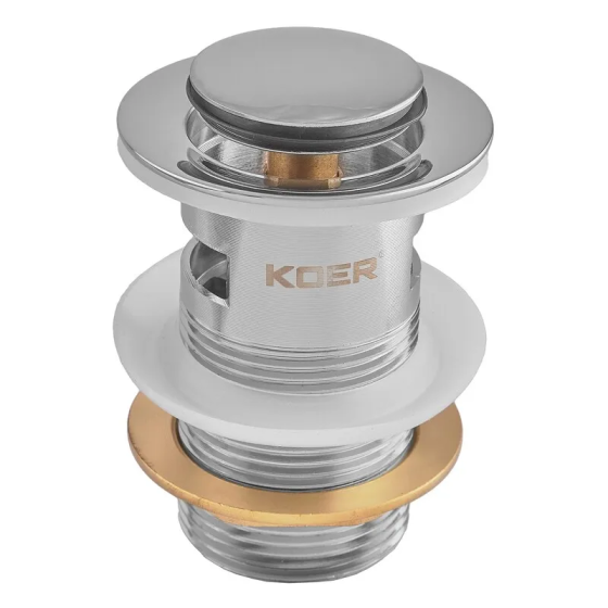 Донный клапан для раковины Koer PW-09-01 1 1/4'' с переливом автоматический СLICK-СLACK (Цвет хром) (KR5796) Киев