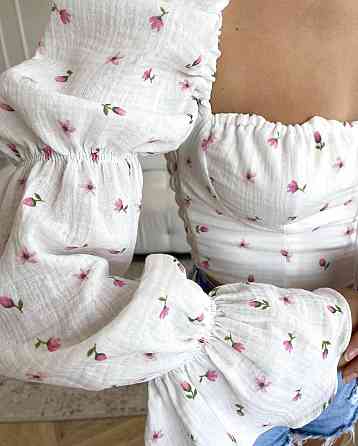 Жіночий літній романтичний топ муслін 100% бавовна Молочна 2 Одеса