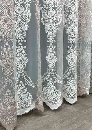 Тюль фатин с вышивкой и люрексом Цвет молочный с пудровым 1857т Киев