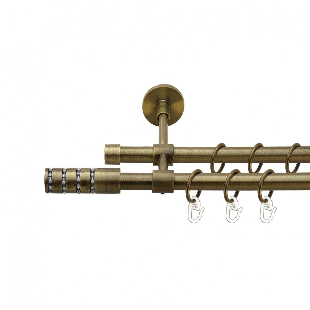 Карниз Orvit Барамелла металевий дворядний закритий гладка труба кільце металеве Антик 16\16 мм 160 см (7329363) Львів - фото 1