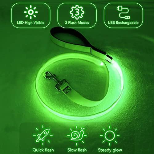Світлодіодний повідець для собак Colaseeme LED 120 см, USB Type-C (Micro USB) перезаряджуваний, 3 режими підсвічування, нейлоновий Київ - фото 3