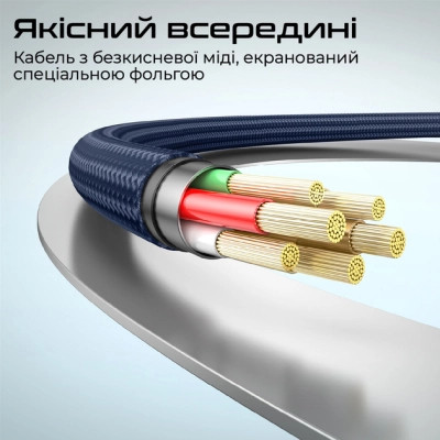 Дата кабель USB-C to USB-C springy.blue Promate (springy.blue) Вінниця - фото 5
