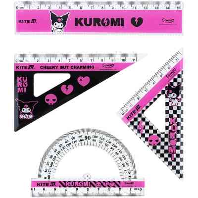 Линейка Kite набор: линейка 15 см, 2 угольника, транспортир Kuromi (HK25-282) Винница