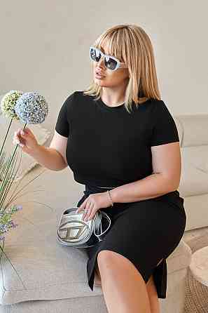 Жіночий літній костюм зі спідницею міді "Sunstyle" оптом | Норма і батал Чорний, 50-52 Київ