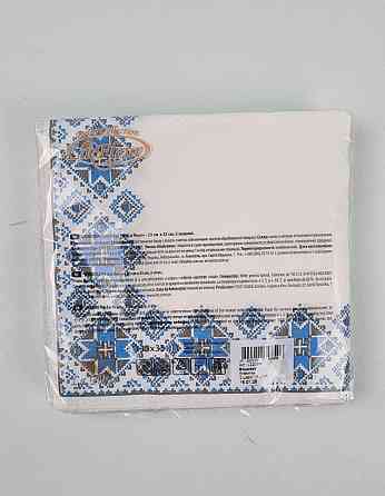 Бумажная двухслойная салфетка (ЗЗхЗЗ, 16шт)  La Fleur Вышиванка голубая (1 пачка) Харьков