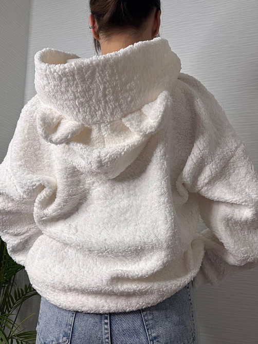 Женская теплая плюшевая худи с ушками турецкий мягкий мех Белый Одесса - изображение 3