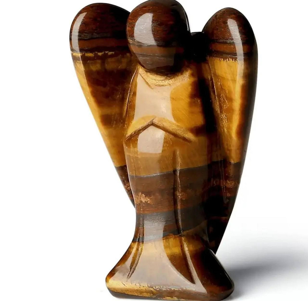 Мини-фигурка хрустального ангела из натурального камня Тигровый глаз 25*18 мм Киев - изображение 1