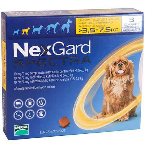 NexGard Spectra S (Нексгард Спектра S) таблетки від кліщів, бліх і гельмінтів для собак вагою від 3.5 до 7.5 кг Запоріжжя