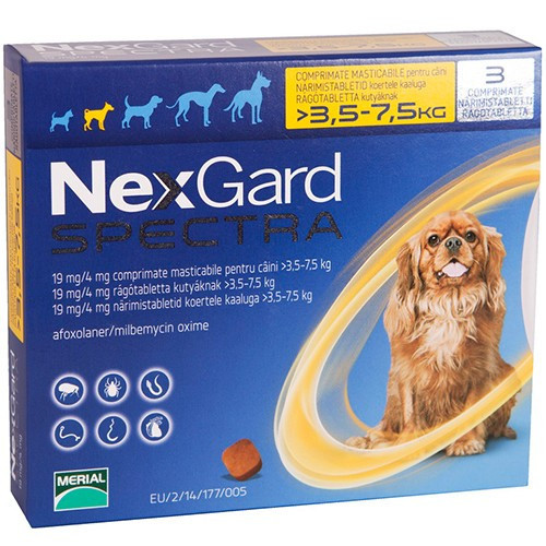 NexGard Spectra S (Нексгард Спектра S) таблетки від кліщів, бліх і гельмінтів для собак вагою від 3.5 до 7.5 кг Запоріжжя - фото 1