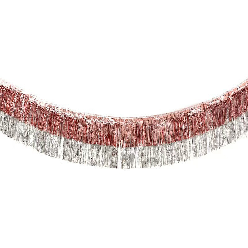 Гирлянда из дождика для фотозоны 180 на 35 см розовое золото с серебром Киев - изображение 3