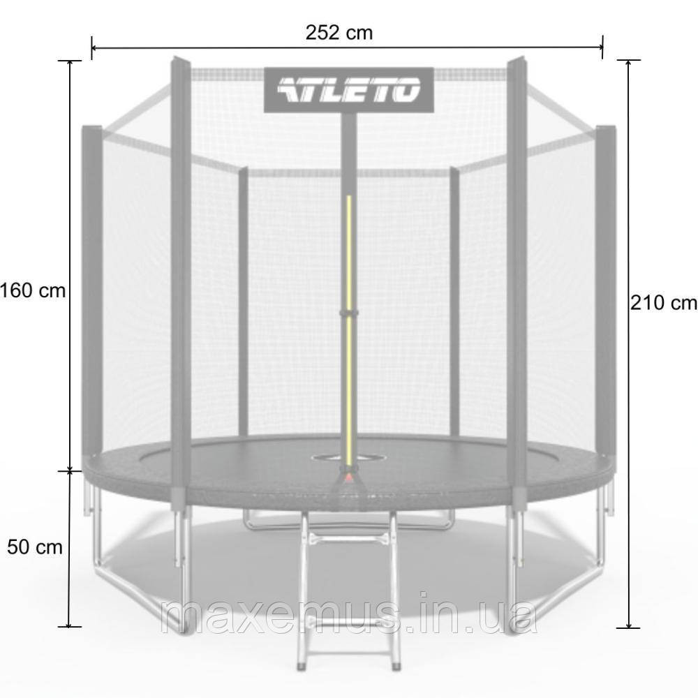 Детский батут с защитной сеткой и лестницей Atleto 252 см (Черный) для дачи и улицы нагрузки до 100 кг Мостиска - изображение 10