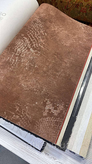 Шпалери Marburg Tango 58824 лофт 3д штукатурка під бетон шоколадний з сріблом 10.05х0.70 м. Київ - фото 2