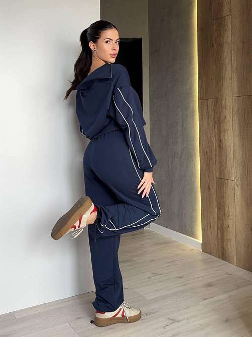 Жіночий стильний повсякденний костюм двонитка Синій, 42/44 Одеса - фото 6