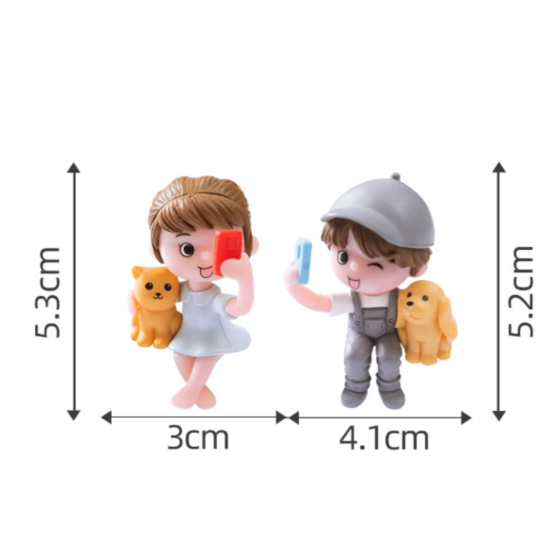 Набір фігурок Маленькі Блогери 5.2 х 4.1 см Хлопчик з песиком, дівчинка з котом та 2 лавки Одеса