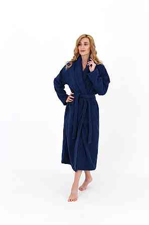 Жіночий халат Ideal Textile банний махровий Темно-синій XL (56860469) Чернівці