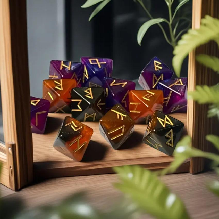 Акриловые рунические кубики для гадания в мешочке, набор 3 шт. Дайс для гадания, Коричневый Киев - изображение 3