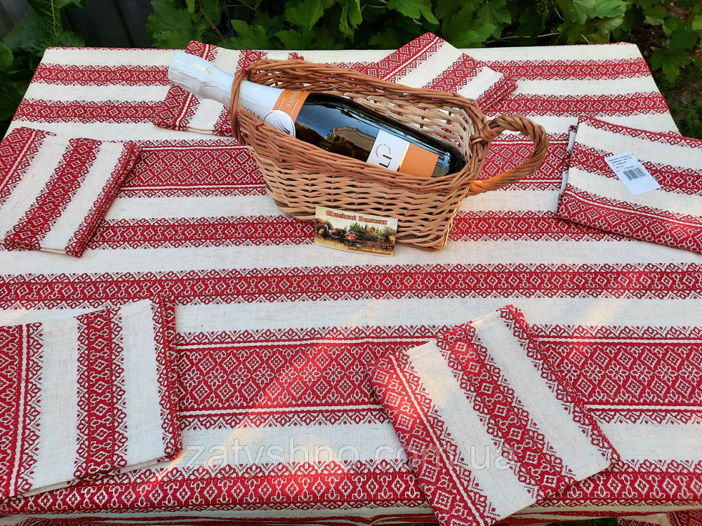 Вишита скатертина червона на хлопку в українському стилі 120*140 Киев - изображение 8