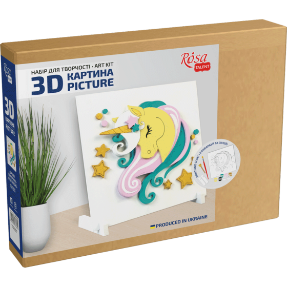 Набір картина 3D „Зіркова єдиноріжка“ МДФ ґрунтоване 18х18см ROSA TALENT Київ