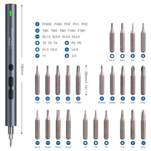 Электрическая отвертка реверсивная алюминиевая 350 мА·ч, набор бит 4 мм 24 штуки Киев