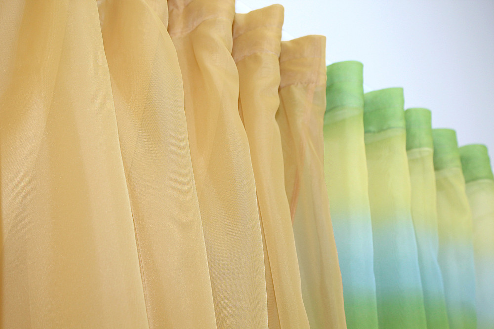 Кухонні шторки VR-Textil № 111к комбіновані золотистий з оливково-жовтим та блакитним 400х170 см (52-0225) Київ - фото 4