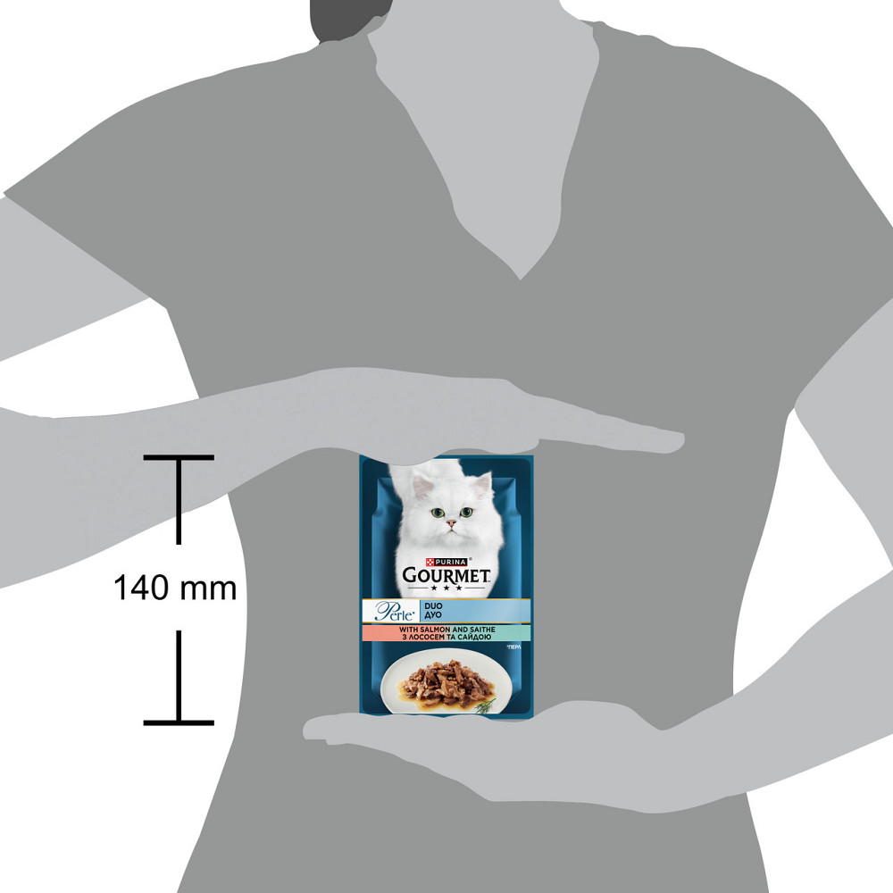 Влажный корм GOURMET Perle Duo для взрослых кошек, мини филе в соусе, с лососем и сайдой, 85 г Киев - изображение 2