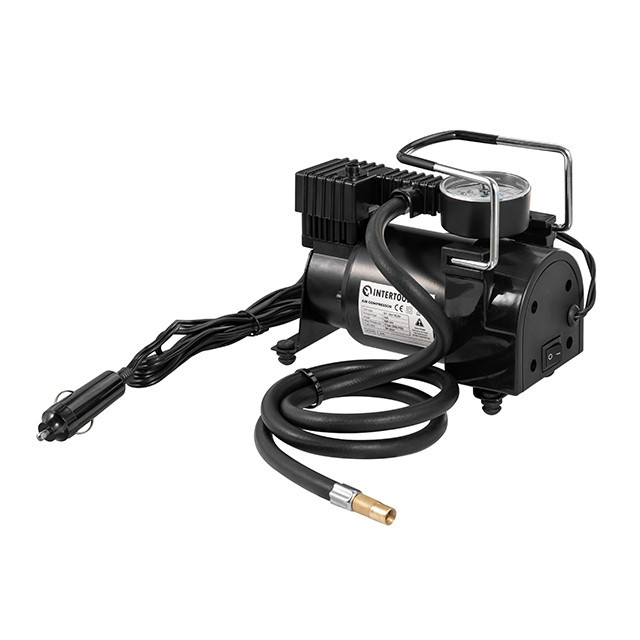 Компресор автомобільний INTERTOOL AC-0004, 12 В, 14 А, циліндр 30 мм, макс. 7 бар, шланг 1 м легкий і функціональний Львів - фото 2
