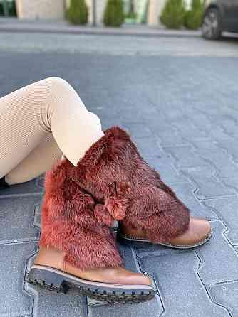 TopS Унти жіночі TopS руді натуральна шкіра з хутром висота 26см обхват 32-33см розмір 40 (АР-6 Коломыя