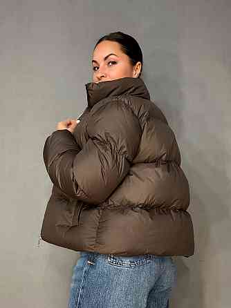 Куртка женская Fashion 3095 короткая пуффер воротник стойка коричневая, коричневый, L Киев