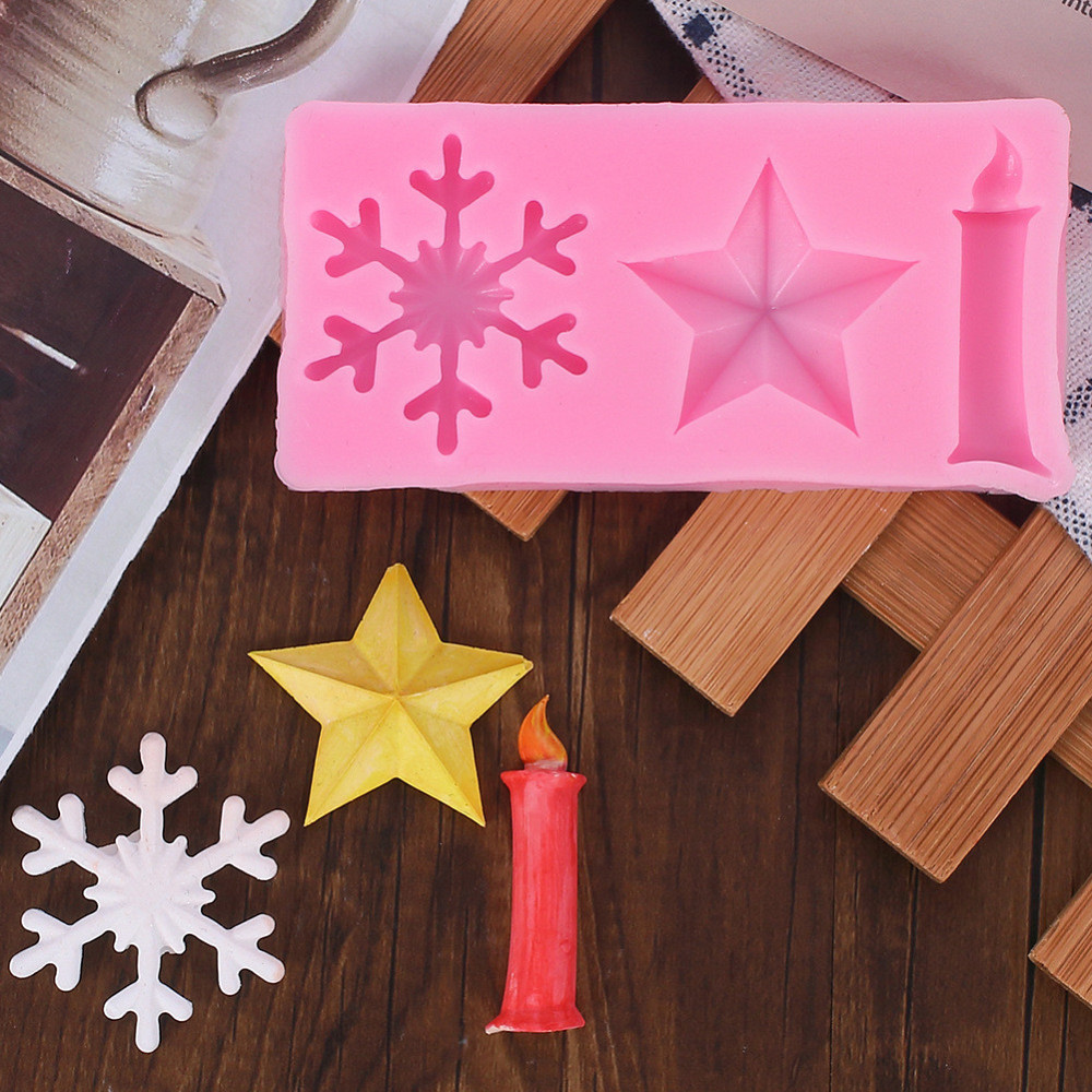 Молд новорічний сніжинка зірка свічка 93 на 45 мм рожевий Київ - фото 6