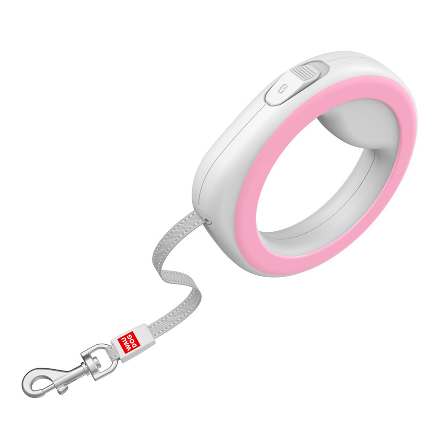 Повідець-рулетка для собак WAUDOG R-leash, кругла, XS-M, до 40 кг, 2,9 м, світловідбиваюча стрічка рожевий Київ - фото 4