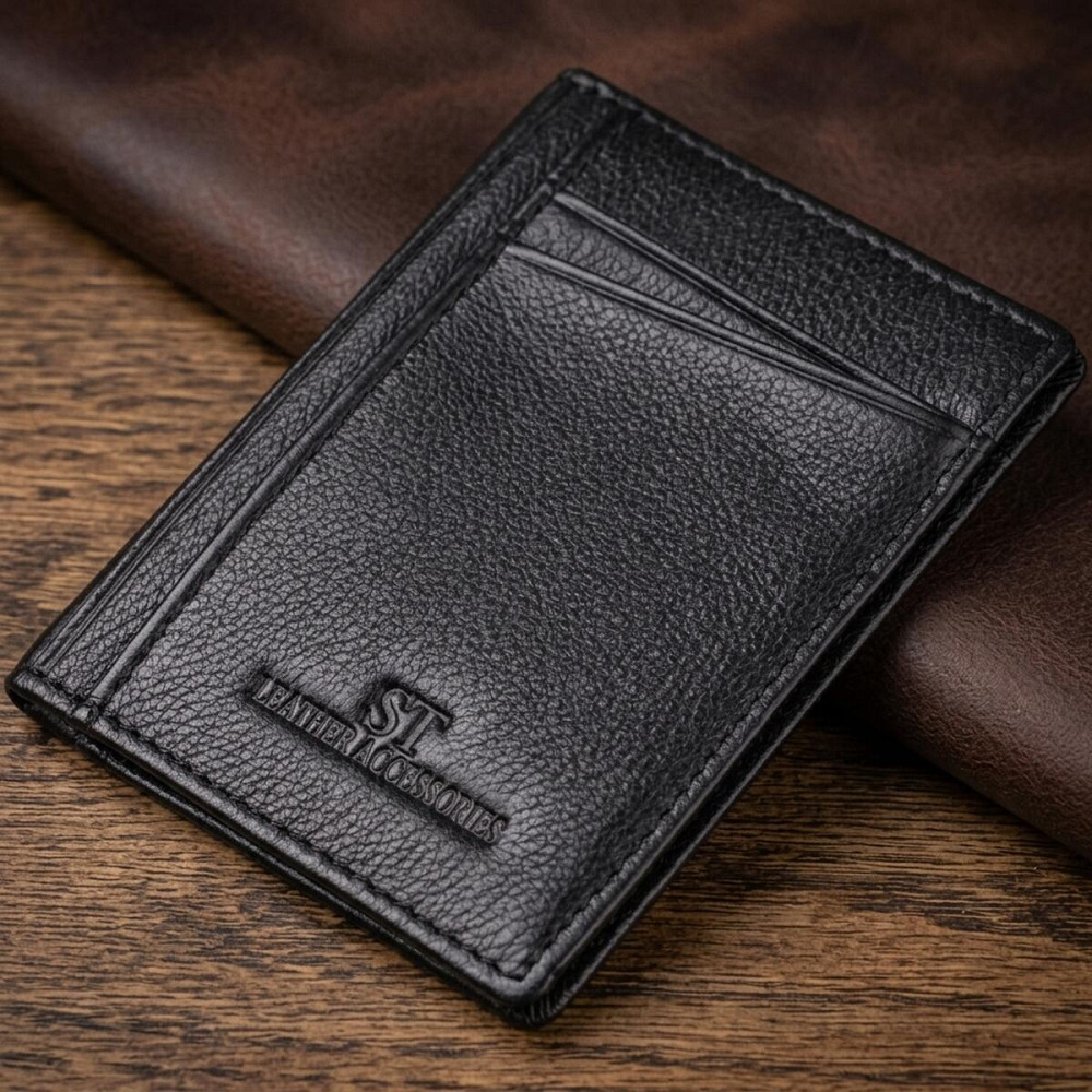 Мужской кошелек для карточек из натуральной кожи ST Leather 23091 Черный Киев - изображение 11
