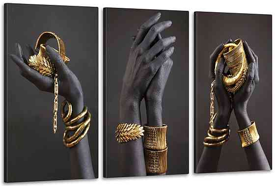 Модульна картина у вітальню/ спальню Золоті прифарбуй на руках ART-066_3A 70х130 см Київ