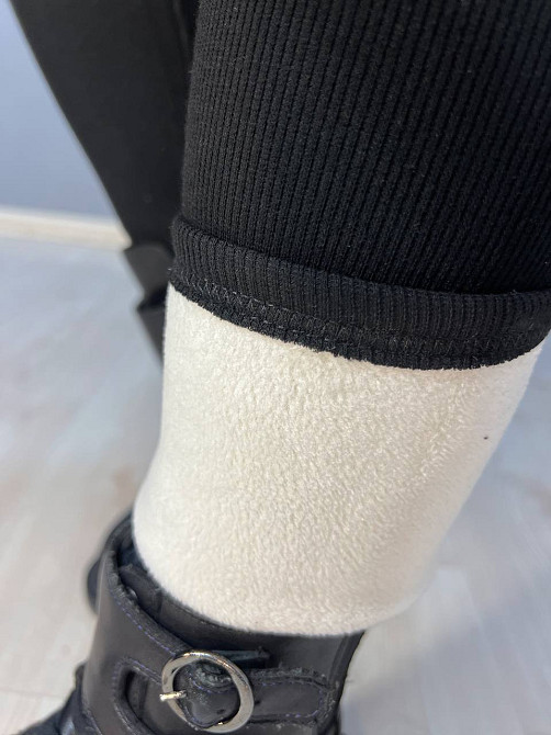 Лосини жіночі Clover 2937 рубчик широкий пояс камінчики утеплені на хутрі чорні, чорний, 3XL Київ - фото 13