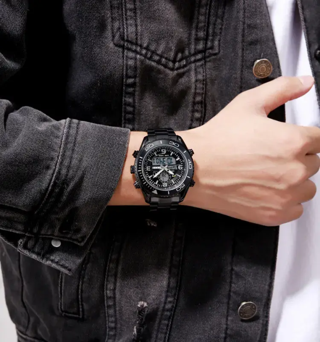 Чоловічий наручний годинник Skmei 1600 (Чорний з білим циферблатом) Вінниця - фото 7