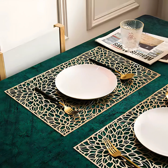 Сервірувальна серветка під гаряче килимок сервірувальний золотистий, 45×30см, набір 2шт Кам'янець-Подільський