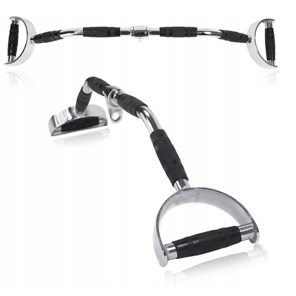 Ручка для верхньої тяги York Fitness 86см з паралельним хватом вигнута з гумовими рукоятками, хром Киев - изображение 8